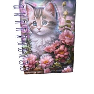 Source Unknown Pink Floral Cat Notebook